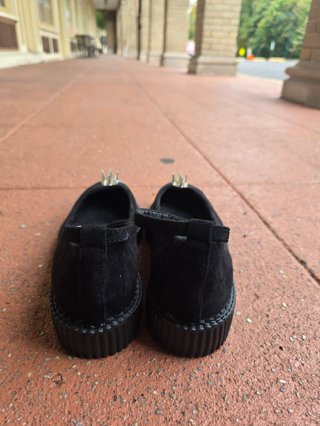T.U.K Black Suede Ballet Creepers w/ Custom Metal Spiked Toes