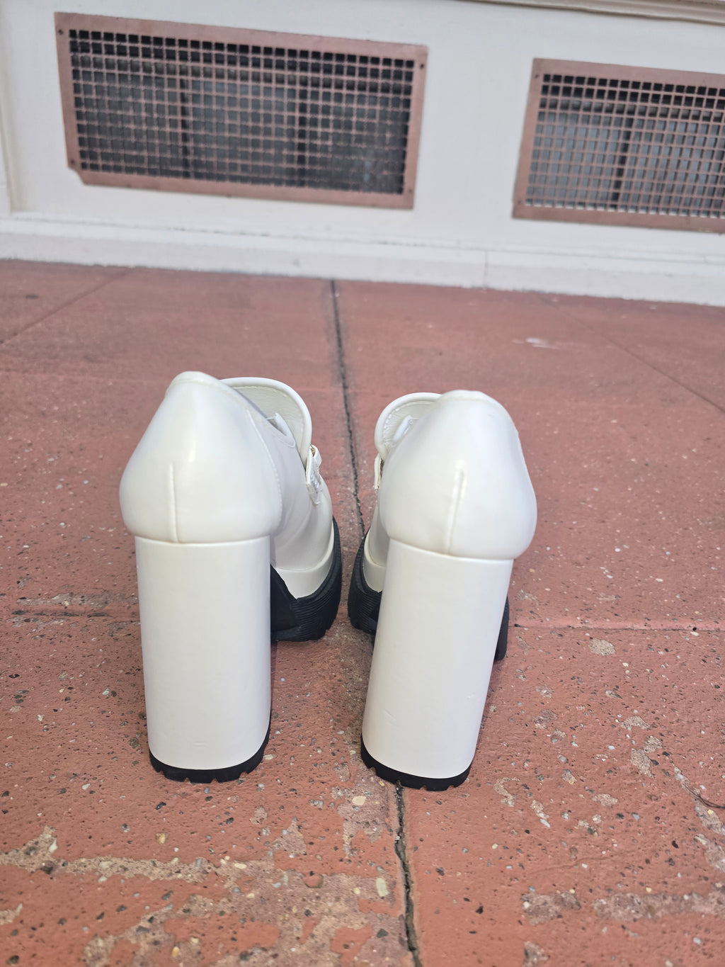 White Platform Loafer Heels – Chunky Retro Statement Shoes